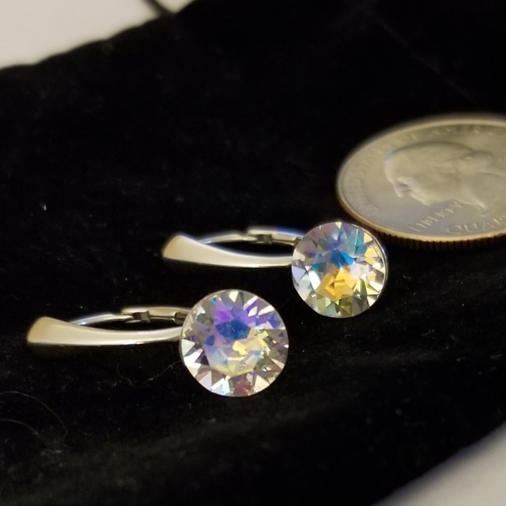 8mm AB Swarovski crystal sterling silver earring
